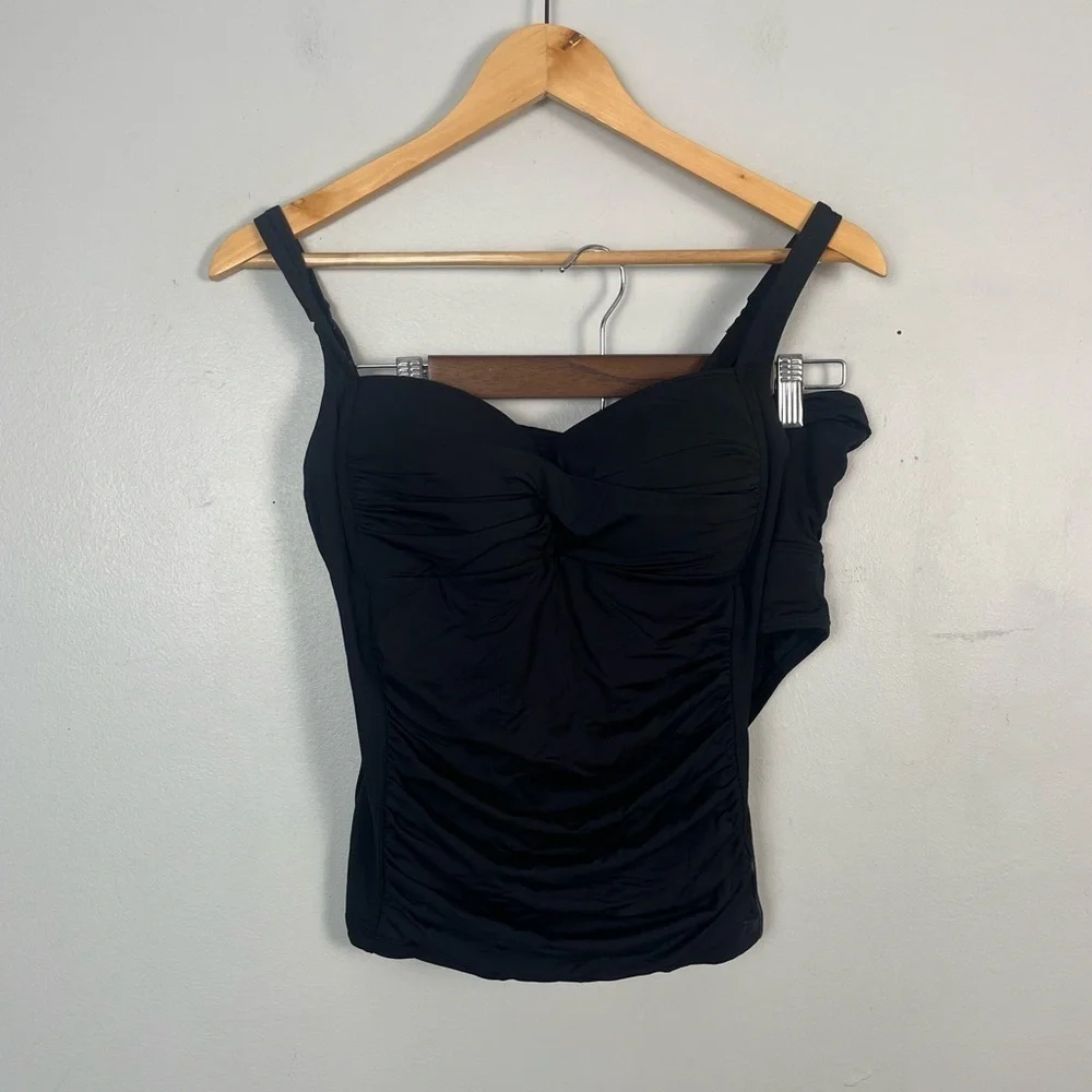 Bond-eye Australia two piece black Tankini ruched swim set size 6